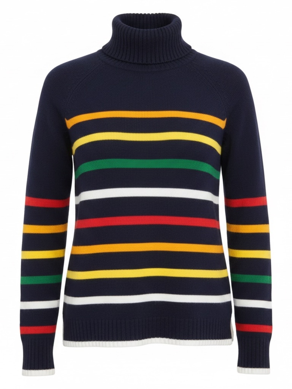 J.Crew Supersoft Navy Multistriped Turtleneck Sweater M - Picture 2 of 13